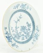 QING DYNASTY BLUE AND WHITE CHARGER PLATE 清 青花花鸟盘