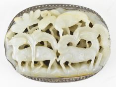 LIAO-JIN DYNASTY RETICULATED JADE BUCKLE 辽至金白玉雕皮带扣