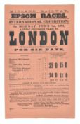 HORSE RACING INTEREST. 1874 EPSOM RACES HANDBILL