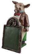 EDWARDIAN BUTCHER'S SHOP DISPLAY FIGURE WITH A BOARD