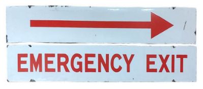 EMERGENCY EXIT - TWO PORCELAIN ENAMEL SIGN