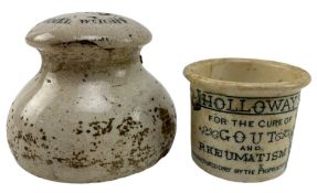 19TH CENTURY HOLLOWAY'S OINTMENT POT AND IMPERIAL WEIGHT