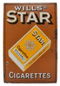 EARLY 20TH CENTURY WILLS STAR CIGARETTES ENAMEL SIGN