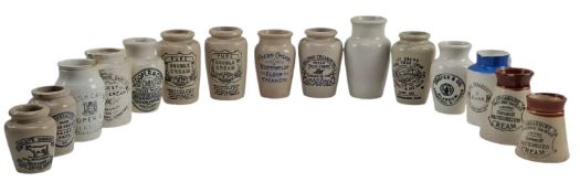 VINTAGE ADVERTISING. COLLECTION OF 15 STONEWARE CREAM JUGS, NAMED