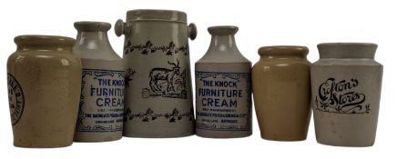 VINTAGE ADVERTISING. COLLECTION OF SIX STONEWARE JUGS
