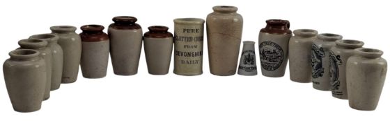 VINTAGE ADVERTISING. COLLECTION OF FIFTEEN STONEWARE CREAM JUGS, NAMED
