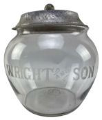 WRIGHT & SON - ETCHED GLASS ADVERTISING JAR