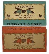 CADBURYS CHOCOLATE - TWO EARLY 20TH CENTURY PAPER LABELS