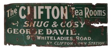 CLIFTON TEA ROOMS - EARLY 20TH CENTURY ENAMEL SIGN