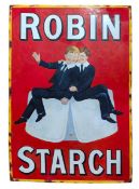 ROBIN STARCH - 1910 PORCELAIN ENAMEL SHOP SIGN