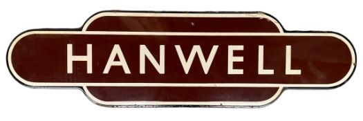 RAILWAYANA - TOTEM ENAMEL SIGN FOR HANWELL RAILWAY STATION
