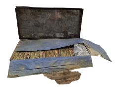 TOBACCIANA. EDWARDIAN IRON BOX OF ORIGINAL NESTOR CIGARETTE BOXES WITH CONTENTS