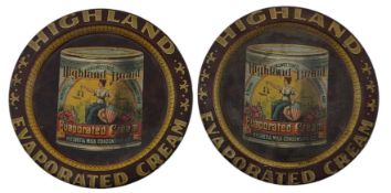 HIGHLAND EVAPORATED CREAM - TWO TIN TOPS