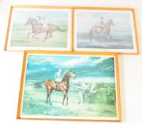 COLLECTION OF THREE HORSE RACING & JOCKEY PRINTS