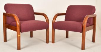 PAIR OF MODERN JOINTED BENTWOOD EASY LOUNGE ARMCHAIRS