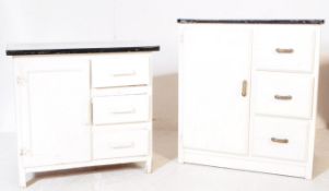 TWO VINTAGE 20TH CENTURY PAINTED WOODEN KITCHEN UNITS