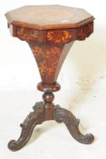 VICTORIAN 19TH CENTURY MARQUETRY INLAID WORKBOX / SEWING BOX