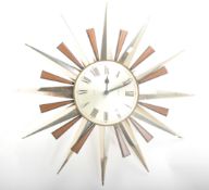 METAMEC - LARGE MID CENTURY SUNBURST WALL CLOCK