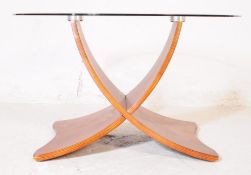JUAL FURNISHINGS - RETRO WALNUT & GLASS COFFEE TABLE