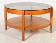 REMPLOY FURNITURE - RETRO 20TH CENTURY GLASS & TEAK SIDE TABLE
