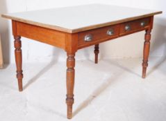 VICTORIAN FORMICA TOP & OAK KITCHEN DINING TABLE