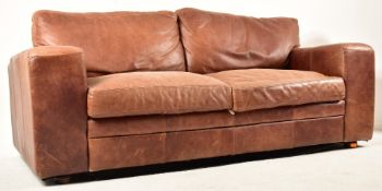 CONTEMPORARY BRITISH DESIGNER TWO SEATER LEATHER SOFA