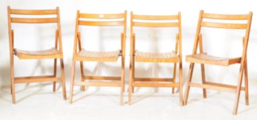 FOUR RETRO 20TH CENTURY TEAK OUTDOOR FOLDING CHAIRS