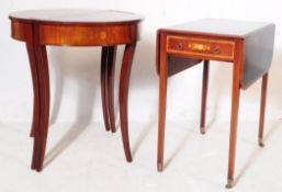 20TH CENTURY INLAID DEMI LUNE PAIR & DROP LEAF TABLES