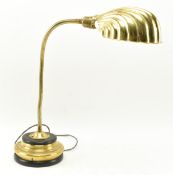 VINTAGE ART DECO BRASS CLAMSHELL SHADE LAMP