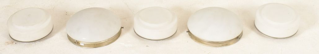 SELECTION OF FIVE VINTAGE CINEMA OPALINE GLASS LIGHTS