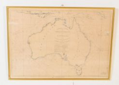 GENERAL CHART OF AUSTRALIA MAP - FRAMED AND GLAZED