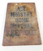 VINTAGE 20TH CENTURY AIR MINISTRY BOMB DISPOSAL SIGN