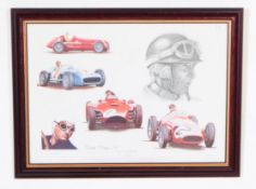 TRIBUTE TO JUAN MANUEL FANGIO BY STUART MCINTYRE - FRAMED PRINT