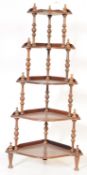 19TH CENTURY VICTORIAN MAHOGANY FIVE TIER ETAGERE WHATNOT