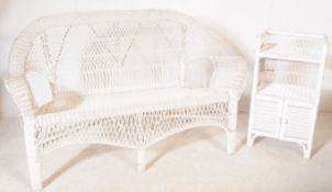 MID CENTURY WHITE RATTAN WEAVE CONSERVATORY SUITE