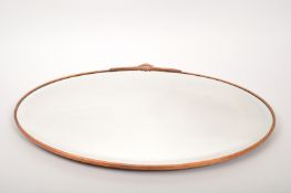 ART NOUVEAU MANNER COPPER EFFECT OVAL WALL MIRROR