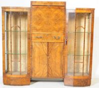ART DECO BURR WALNUT BOOKCASE DISPLAY CABINET