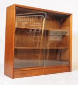 HERBERT E GIBBS - RETRO MID CENTURY TEAK & GLASS BOOKCASE