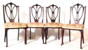 SET OF FOUR EDWARDIAN MAHOGANY HEPPLEWHITE DINING CHAIRS