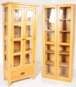 TWO CONTEMPORARY OAK DISPLAY CABINETS