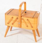 BRITISH MODERN DESIGN - MID CENTURY BEECH CANTILEVER SEWING BOX
