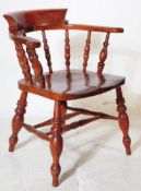 19TH CENTURY BEECH & ELM SMOKERS BOW CAPTAINS ARMCHAIR