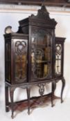 VICTORIAN 19TH CENTURY CHIPPENDALE GOTHIC DISPLAY CABINET
