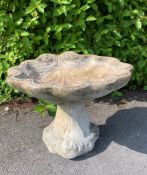 20TH CENTURY STONE SCALLOP SHELL PALMETTE BIRD BATH