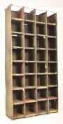 LARGE 20TH CENTURY INDUSTRIAL 32 PIGEON HOLE METAL CABINET