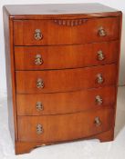 POST WAR ART DECO OAK BOW FRONT CHEST OF DRAWERS