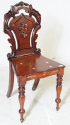 19TH CENTURY VICTORIAN MAHOGANY CARVED HALL CHAIR