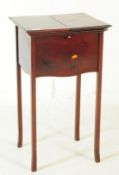 19TH CENTURY MAHOGANY SEWING BOX - PEDESTAL TABLE