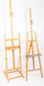 TWO CONTEMPORARY WOODEN PAINTING EASELS