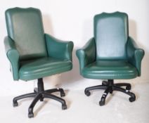 PAIR OF CONTEMPORARY GREEN LEATHERETTE DESK CHAIRS